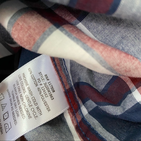 LEVI'S Casual Plaid Short Sleeve Cotton Blend Button Down Shirt Size Large Caber - Picture 4 of 9